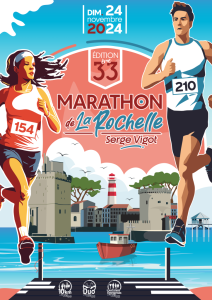 L'affiche 2024 du Marathon de La Rochelle à l'Hôtel La Monnaie